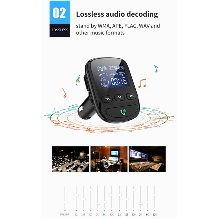 BT06 1.4 inch Car MP3 Player FM Transmitter QC3.0 Quick Charge Support Bluetooth Handsfree / TF Card by buy2fix