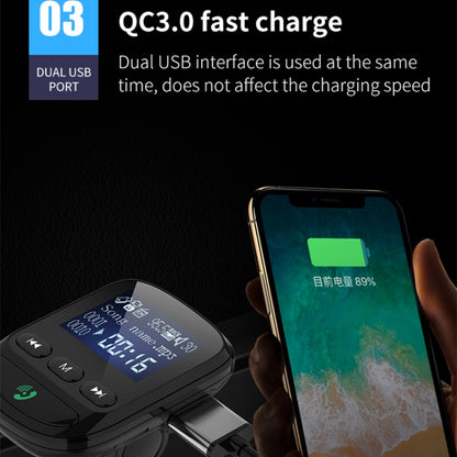 BT06 1.4 inch Car MP3 Player FM Transmitter QC3.0 Quick Charge Support Bluetooth Handsfree / TF Card by buy2fix