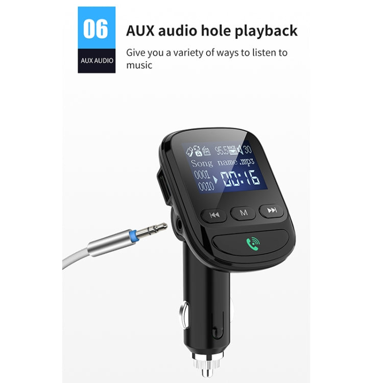 BT06 1.4 inch Car MP3 Player FM Transmitter QC3.0 Quick Charge Support Bluetooth Handsfree / TF Card by buy2fix
