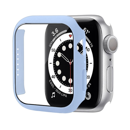 Shockproof PC Protective Case with Tempered Glass Film For Apple Watch Series 9 / 8 / 7 41mm(Ice Sea Blue)