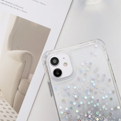 For iPhone 11 Pro Max Gradient Glitter Powder Epoxy TPU Thickened Acrylic Shockproof Case with Round Neck Lanyard (Pink) by buy2fix