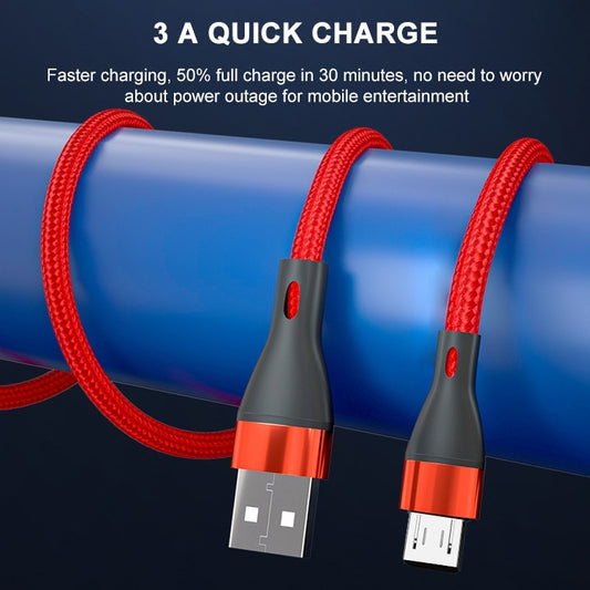 ADC-001 3A USB to Micro USB Weave Fast Charging Data Cable, Length:1m(Black) by buy2fix
