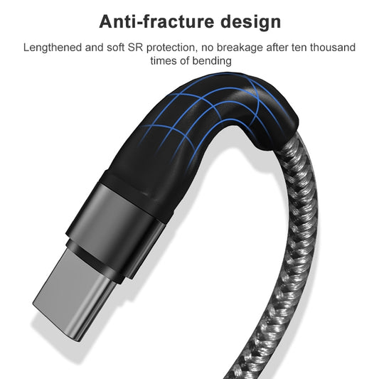 ADC-004 USB-C / Type-C to USB-C / Type-C PD Fast Charging Weave Data Cable, Length:1m(Black) by buy2fix