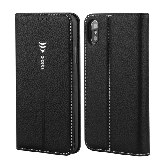 For iPhone XS / X GEBEI PU+TPU Horizontal Flip Protective Case with Holder & Card Slots(Black)