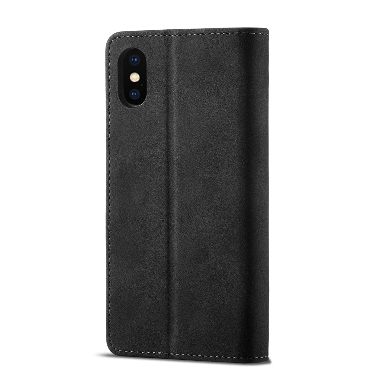 For iPhone X / XS Frosted Anti-theft Brush Horizontal Flip Leather Case with Holder & Card Slots & Wallet(Black) - More iPhone Cases by buy2fix | Online Shopping UK | buy2fix