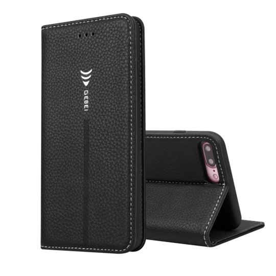 For iPhone 8 Plus & 7 Plus GEBEI PU+TPU Horizontal Flip Protective Case with Holder & Card Slots(Black)