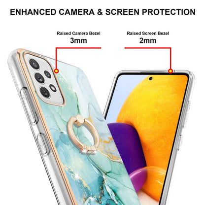 For Samsung Galaxy A72 5G / 4G Electroplating Marble Pattern IMD TPU Shockproof Case with Ring Holder(Green 003) by buy2fix