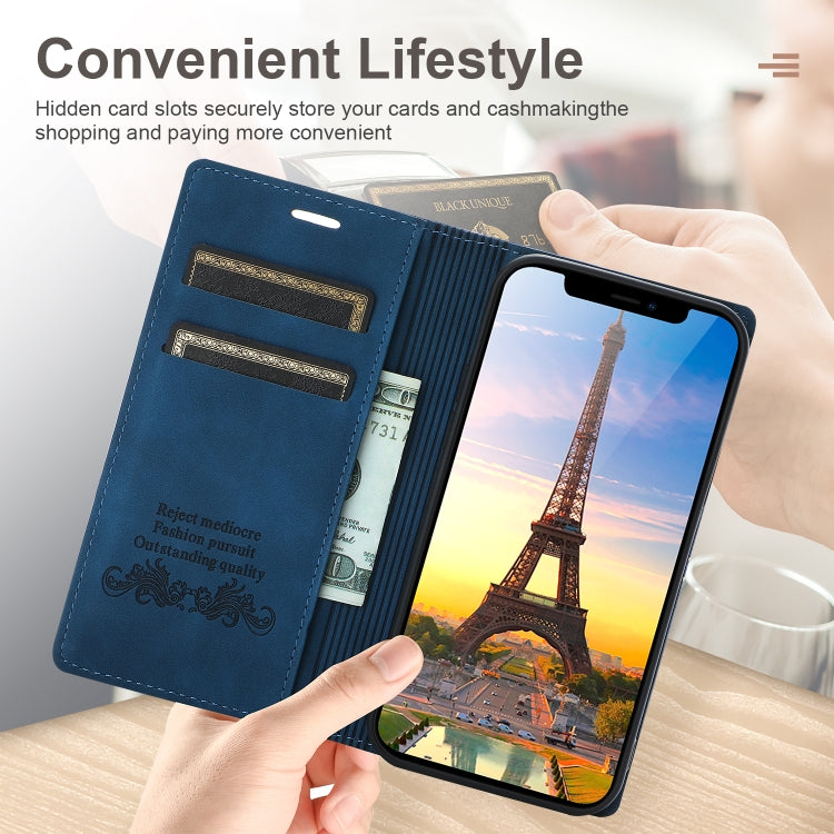 For iPhone 12 Pro Max Dream Magnetic Suction Business Horizontal Flip PU Leather Case with Holder & Card Slot & Wallet(Blue) by buy2fix
