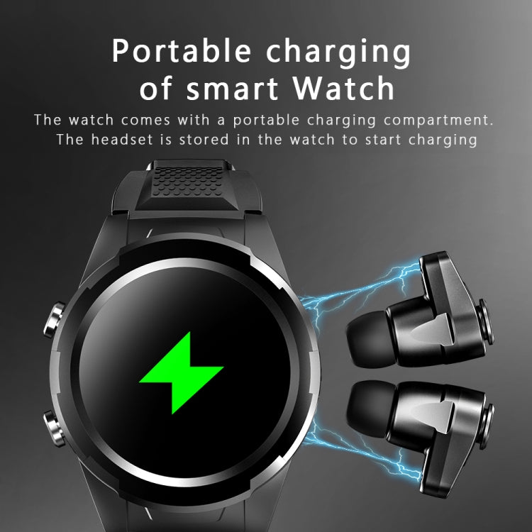 F6 1.28 inch IPS Screen 2 in 1 Bluetooth Earphone Smart Watch, Support Heart Rate & Blood Oxygen Monitoring / Bluetooth Music, Style:Steel Strap(Black) - Smart Wear by buy2fix | Online Shopping UK | buy2fix