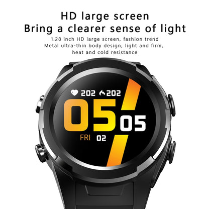 F6 1.28 inch IPS Screen 2 in 1 Bluetooth Earphone Smart Watch, Support Heart Rate & Blood Oxygen Monitoring / Bluetooth Music, Style:Steel Strap(Black) - Smart Wear by buy2fix | Online Shopping UK | buy2fix