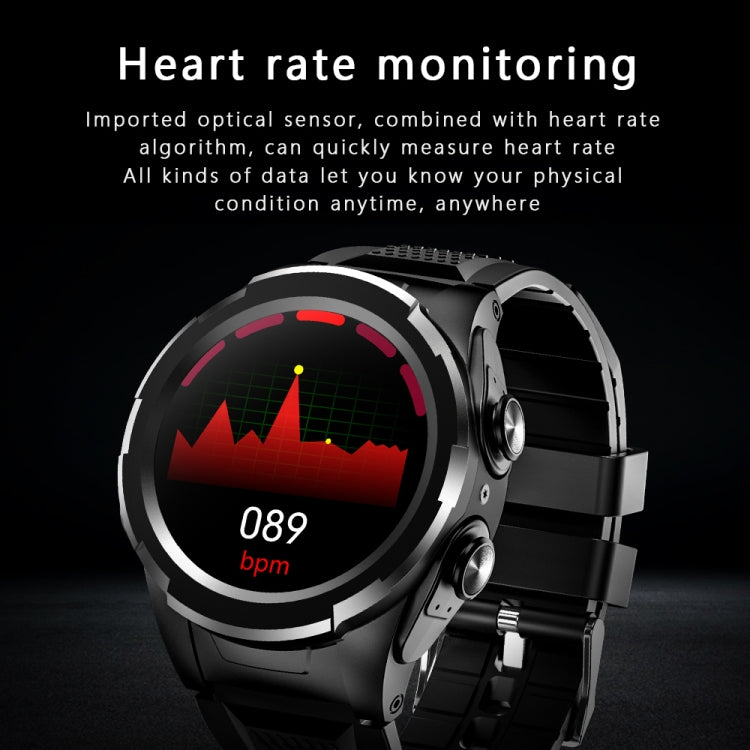 F6 1.28 inch IPS Screen 2 in 1 Bluetooth Earphone Smart Watch, Support Heart Rate & Blood Oxygen Monitoring / Bluetooth Music, Style:Steel Strap(Black) - Smart Wear by buy2fix | Online Shopping UK | buy2fix