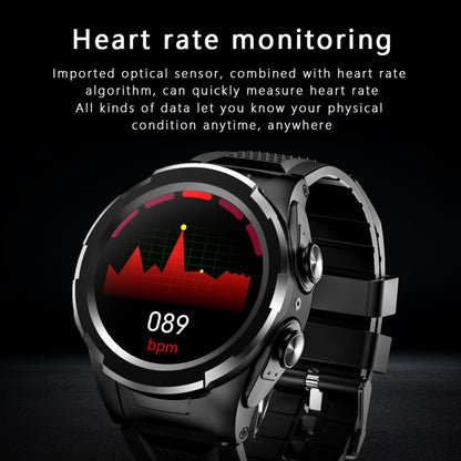 F6 1.28 inch IPS Screen 2 in 1 Bluetooth Earphone Smart Watch, Support Heart Rate & Blood Oxygen Monitoring / Bluetooth Music, Style:Steel Strap(Black) - Smart Wear by buy2fix | Online Shopping UK | buy2fix