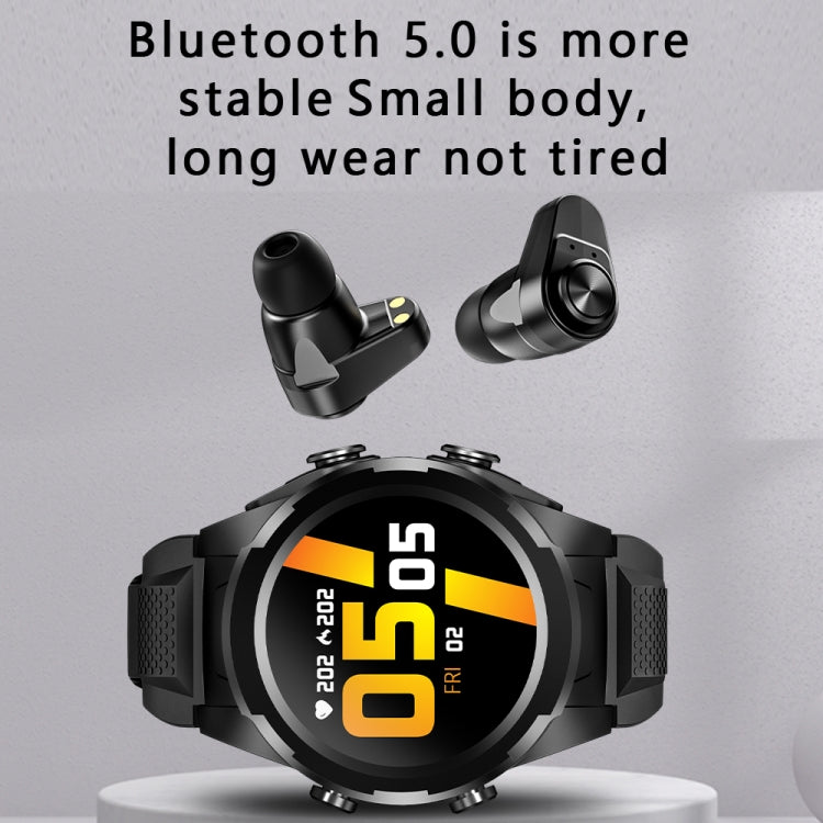 F6 1.28 inch IPS Screen 2 in 1 Bluetooth Earphone Smart Watch, Support Heart Rate & Blood Oxygen Monitoring / Bluetooth Music, Style:Steel Strap(Black) - Smart Wear by buy2fix | Online Shopping UK | buy2fix