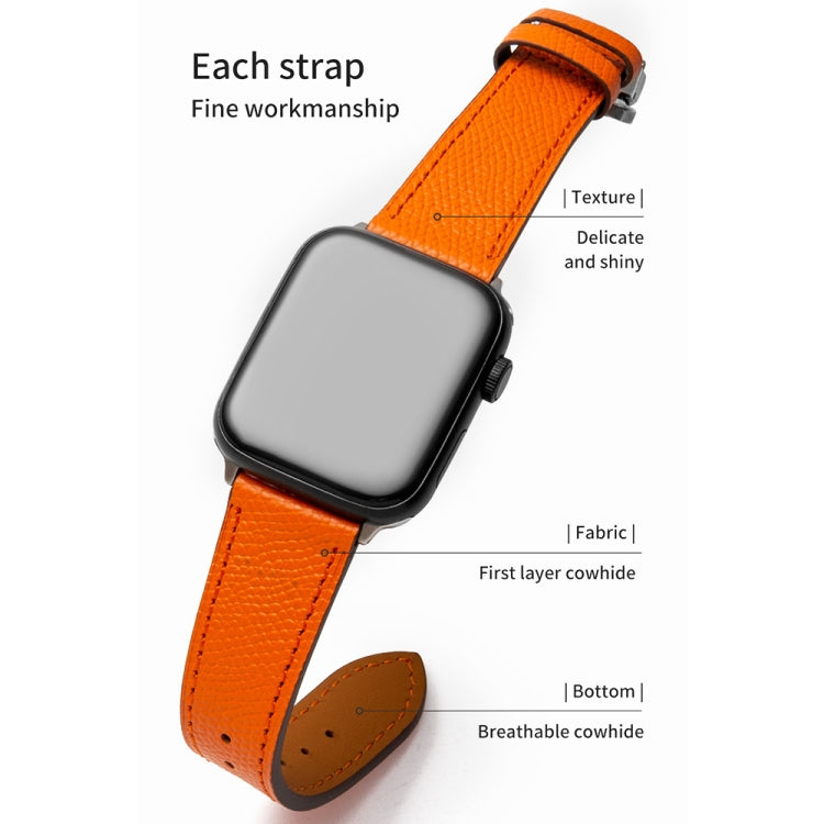 Butterfly Clasp  Top Layer Cowhide Leather Strap Watch Band For Apple Watch Series 8&7 41mm / SE 2&6&SE&5&4 40mm / 3&2&1 38mm(Baby Blue) - Watch Bands by buy2fix | Online Shopping UK | buy2fix