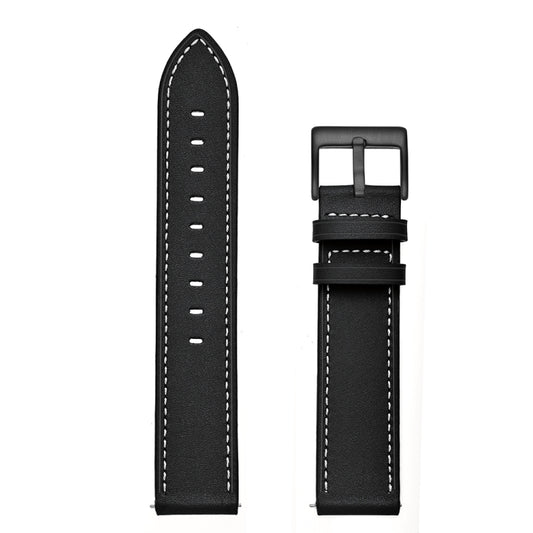 For Samsung Galaxy Watch 46mm Leather Watch Band(Black) by buy2fix