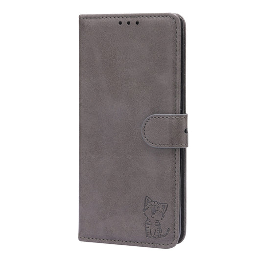 For Xiaomi Mi 11 Ultra Embossed Happy Cat Pattern Horizontal Flip Leather Case with Holder & Card Slots & Wallet(Grey) by buy2fix