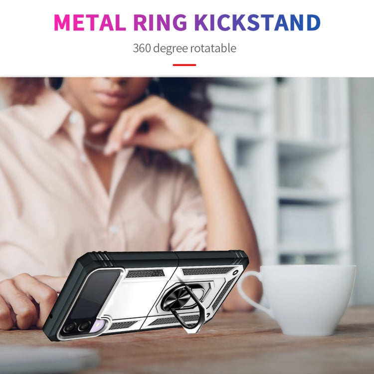 For Samsung Galaxy Z Flip3 5G Folding Shockproof TPU + PC Protective Case with 360 Degree Rotating Holder(Silver) by buy2fix