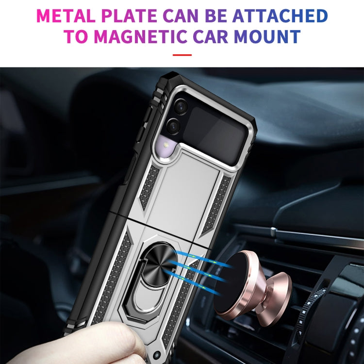 For Samsung Galaxy Z Flip3 5G Folding Shockproof TPU + PC Protective Case with 360 Degree Rotating Holder(Silver) by buy2fix
