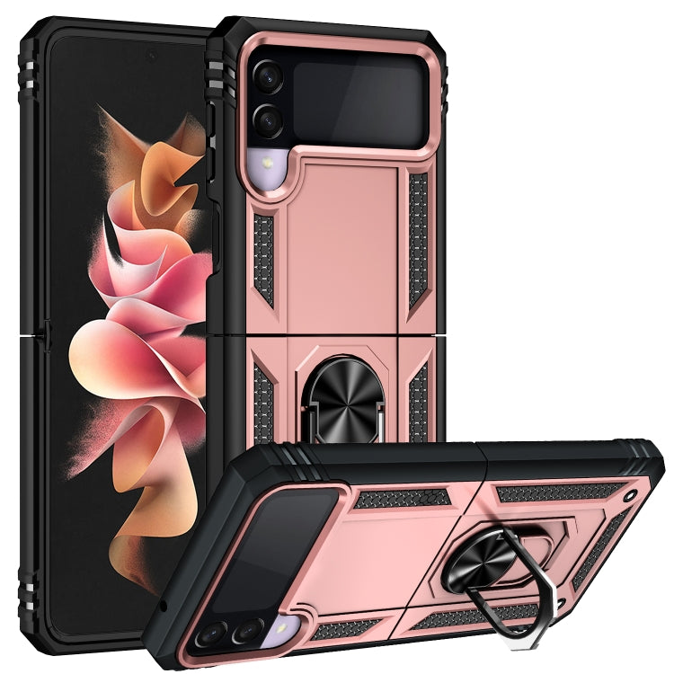 For Samsung Galaxy Z Flip3 5G Folding Shockproof TPU + PC Protective Case with 360 Degree Rotating Holder(Rose Gold) by buy2fix