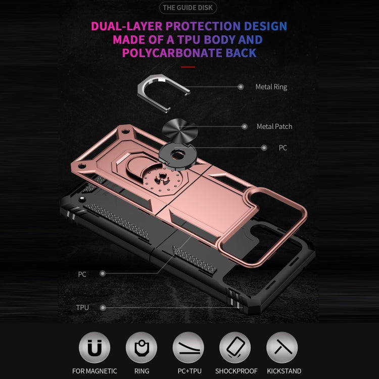 For Samsung Galaxy Z Flip3 5G Folding Shockproof TPU + PC Protective Case with 360 Degree Rotating Holder(Rose Gold) by buy2fix