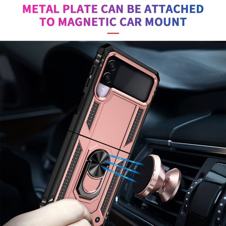 For Samsung Galaxy Z Flip3 5G Folding Shockproof TPU + PC Protective Case with 360 Degree Rotating Holder(Rose Gold) by buy2fix
