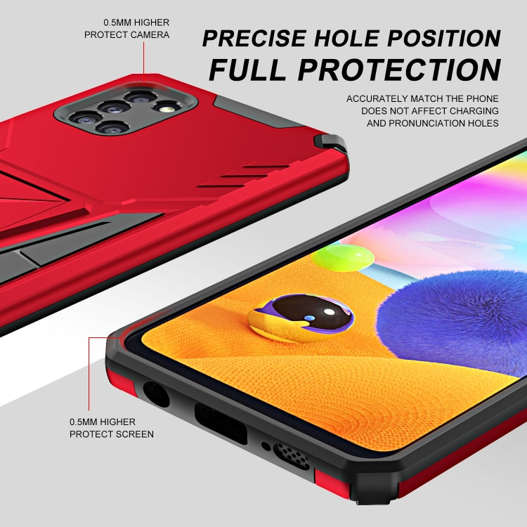 For Samsung Galaxy A31 Super V Armor PC + TPU Shockproof Case with Invisible Holder(Red) - Samsung Accessories by buy2fix | Online Shopping UK | buy2fix