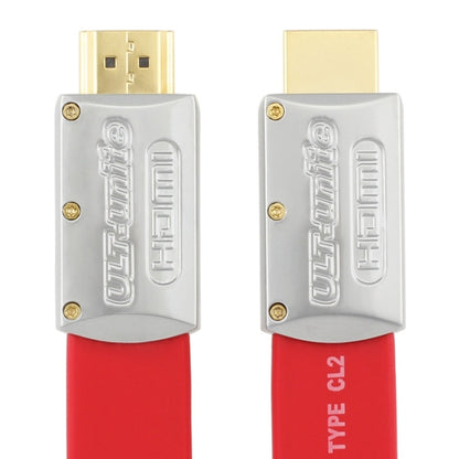 ULT-unite 4K Ultra HD Gold-plated HDMI to HDMI Flat Cable, Cable Length:15m(Red) - Cable by ult-unite | Online Shopping UK | buy2fix