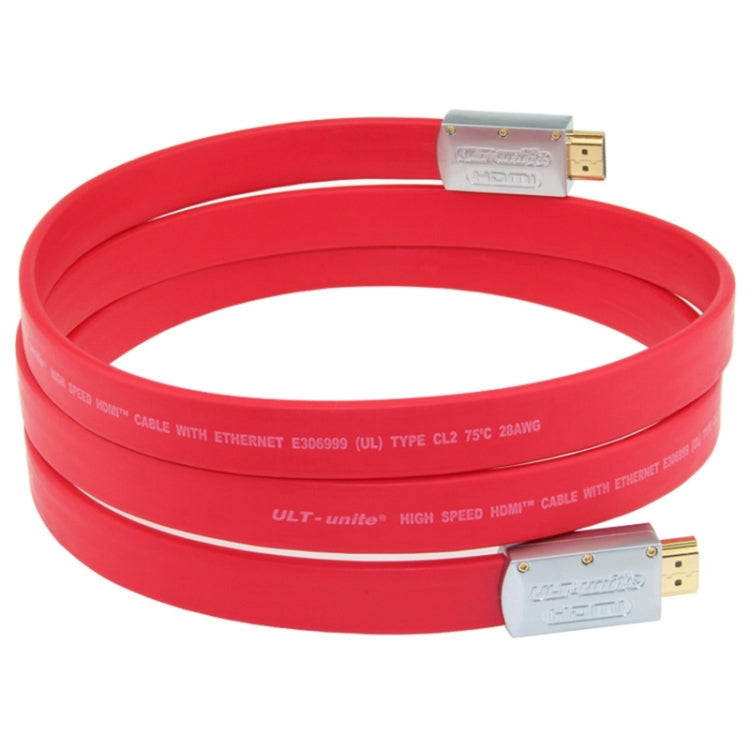 ULT-unite 4K Ultra HD Gold-plated HDMI to HDMI Flat Cable, Cable Length:17m(Red) - Cable by ult-unite | Online Shopping UK | buy2fix