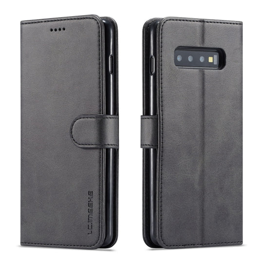 For Galaxy S10 LC.IMEEKE Calf Texture Horizontal Flip Leather Case, with Holder & Card Slots & Wallet(Black)