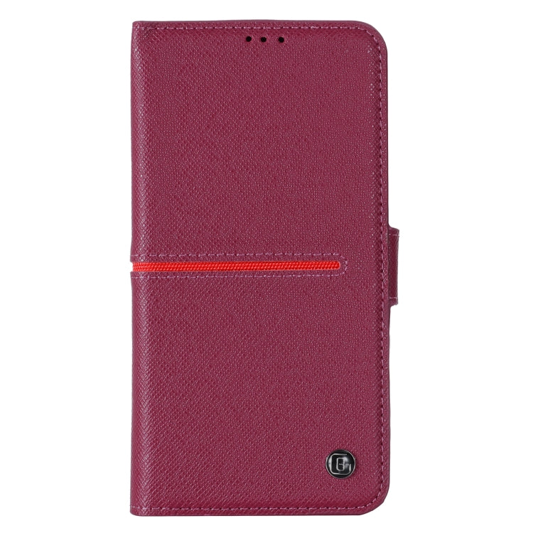 For iPhone 13 GEBEI Top-grain Leather Horizontal Flip Protective Case with Holder & Card Slots & Wallet & Photo Frame(Red Wine) - iPhone 13 Cases by GEBEI | Online Shopping UK | buy2fix