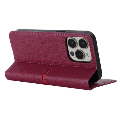 For iPhone 13 GEBEI Top-grain Leather Horizontal Flip Protective Case with Holder & Card Slots & Wallet & Photo Frame(Red Wine) - iPhone 13 Cases by GEBEI | Online Shopping UK | buy2fix