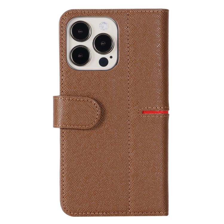 For iPhone 13 GEBEI Top-grain Leather Horizontal Flip Protective Case with Holder & Card Slots & Wallet & Photo Frame(Brown) - iPhone 13 Cases by GEBEI | Online Shopping UK | buy2fix