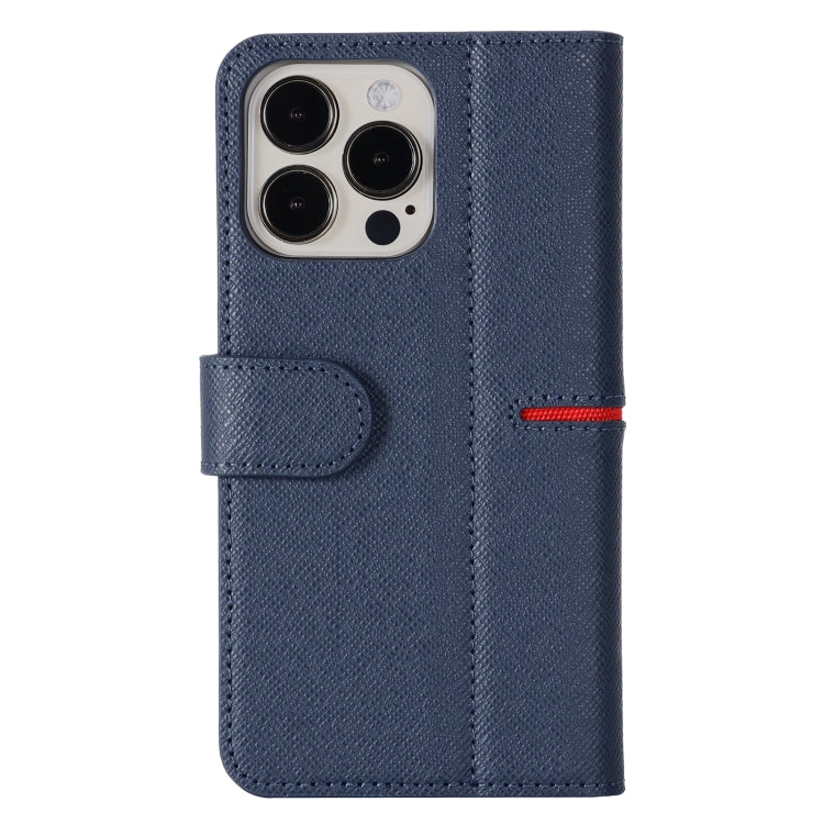 For iPhone 13 Pro GEBEI Top-grain Leather Horizontal Flip Protective Case with Holder & Card Slots & Wallet & Photo Frame (Blue) - iPhone 13 Pro Cases by GEBEI | Online Shopping UK | buy2fix