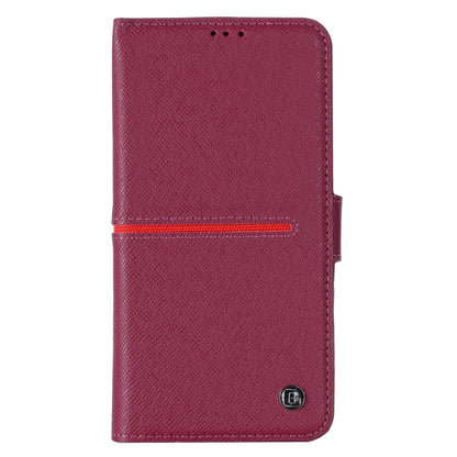 For iPhone 13 Pro GEBEI Top-grain Leather Horizontal Flip Protective Case with Holder & Card Slots & Wallet & Photo Frame (Red Wine) - iPhone 13 Pro Cases by GEBEI | Online Shopping UK | buy2fix