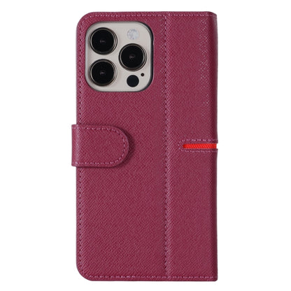 For iPhone 13 Pro GEBEI Top-grain Leather Horizontal Flip Protective Case with Holder & Card Slots & Wallet & Photo Frame (Red Wine) - iPhone 13 Pro Cases by GEBEI | Online Shopping UK | buy2fix