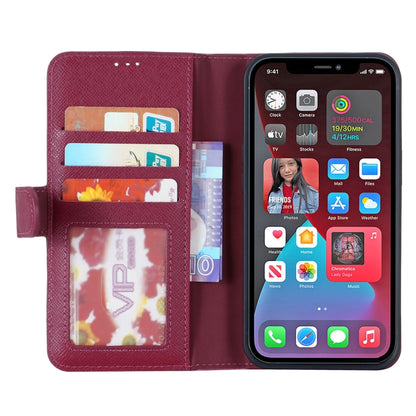 For iPhone 13 Pro GEBEI Top-grain Leather Horizontal Flip Protective Case with Holder & Card Slots & Wallet & Photo Frame (Red Wine) - iPhone 13 Pro Cases by GEBEI | Online Shopping UK | buy2fix