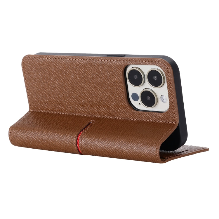 For iPhone 13 Pro GEBEI Top-grain Leather Horizontal Flip Protective Case with Holder & Card Slots & Wallet & Photo Frame (Brown) - iPhone 13 Pro Cases by GEBEI | Online Shopping UK | buy2fix
