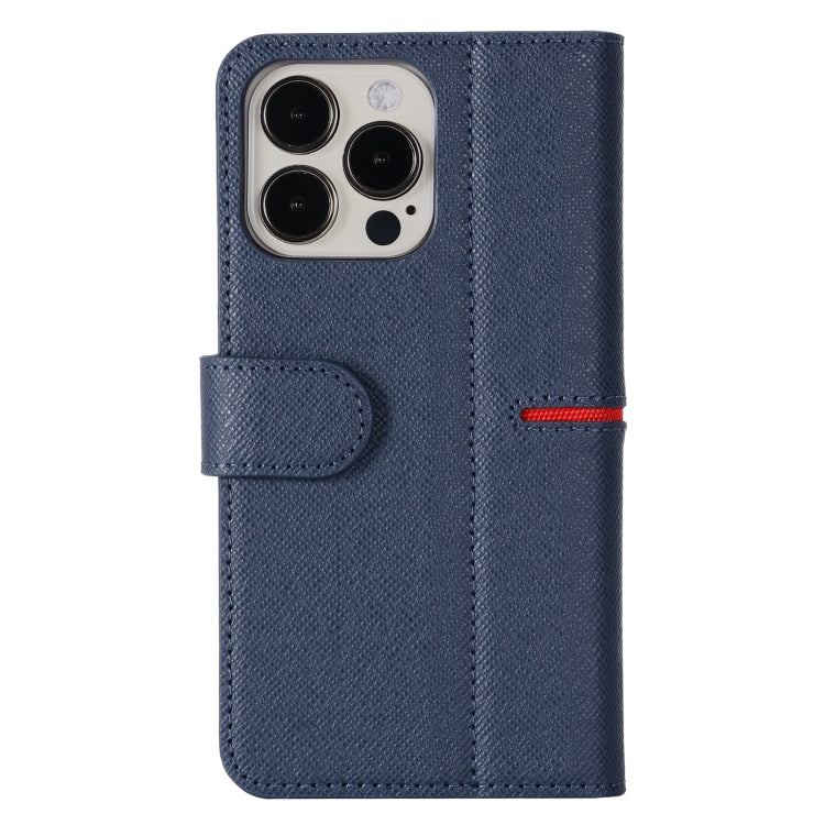 For iPhone 13 Pro Max GEBEI Top-grain Leather Horizontal Flip Protective Case with Holder & Card Slots & Wallet & Photo Frame (Blue) - iPhone 13 Pro Max Cases by GEBEI | Online Shopping UK | buy2fix