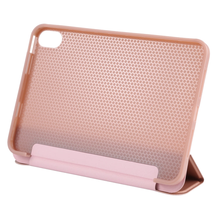 For iPad mini 6 GEBEI Shockproof Horizontal Flip Tablet Case with Three-folding Holder(Rose Gold) - iPad mini 6 Cases by GEBEI | Online Shopping UK | buy2fix