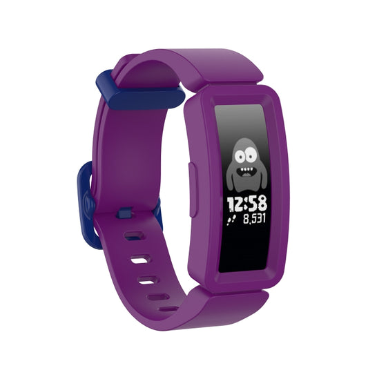 For Fitbit Inspire HR / Ace 2 Silicone Smart Watch Watch Band(Purple + Blue Buckle) by buy2fix