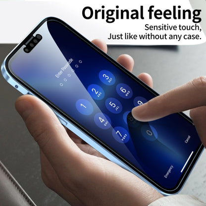 For iPhone 13 Pro HD Magnetic Metal Frame Double-sided Tempered Glass Phone Case (Black) - Apple Accessories by buy2fix | Online Shopping UK | buy2fix