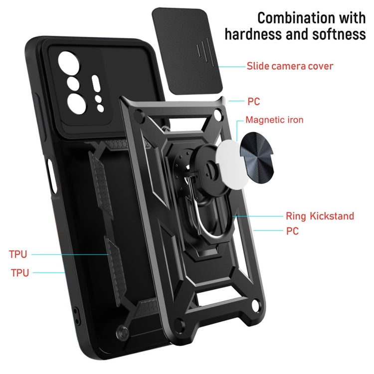 For Xiaomi Mi 11T / 11T Pro Sliding Camera Cover Design TPU+PC Protective Case(Black) - Xiaomi Accessories by buy2fix | Online Shopping UK | buy2fix