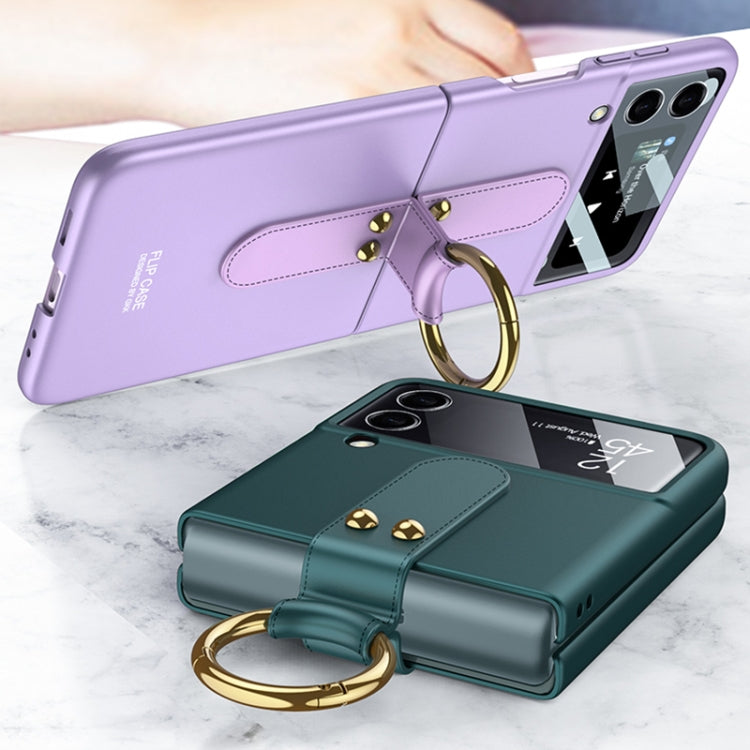 For Samsung Galaxy Z Flip3 5G GKK Ultra-thin PC Full Coverage Phone Flip Case with Ring Holder(Dark Green) - Samsung Accessories by GKK | Online Shopping UK | buy2fix