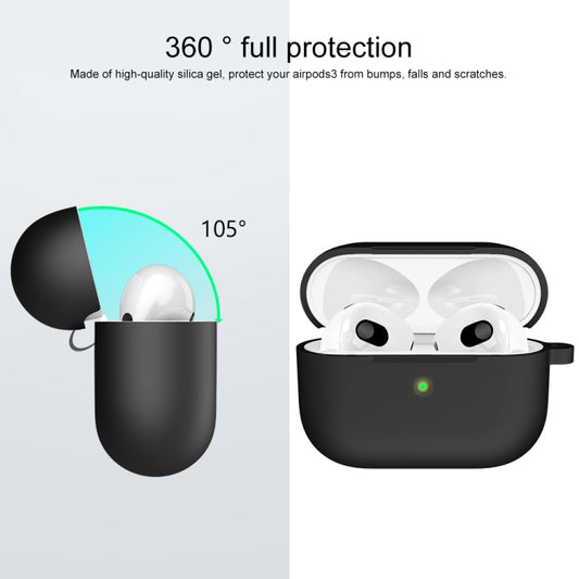 Thicken Silicone Round Bottom Earphone Protective Case with Hook For AirPods 3(Black) by buy2fix