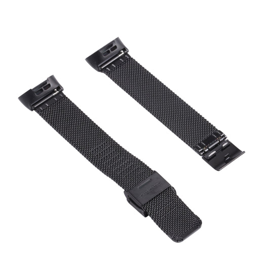 For Fitbit Charge 4 Double Insurance Buckle Milanese Watch Band(Black) by buy2fix