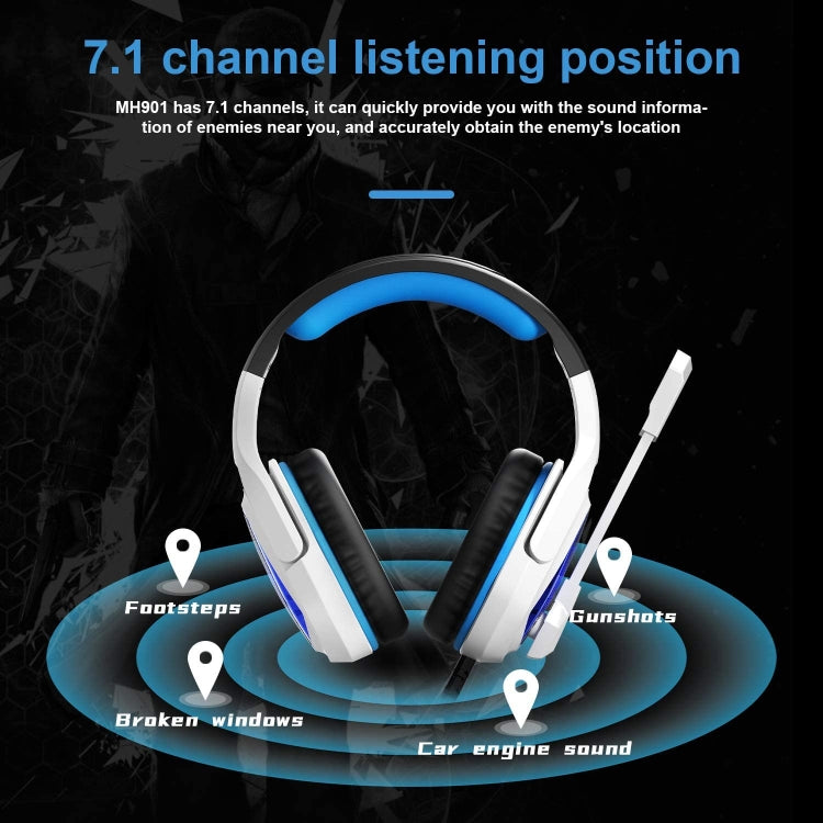 SADES MH901 7.1 Channel USB Adjustable Gaming Headset with Microphone(Blue White) - Multimedia Headset by SADES | Online Shopping UK | buy2fix