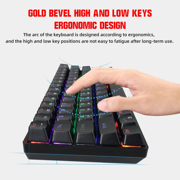 HXSJ V900 61 Keys Cool Lighting Effect Mechanical Wired Keyboard(Black) - Wired Keyboard by HXSJ | Online Shopping UK | buy2fix