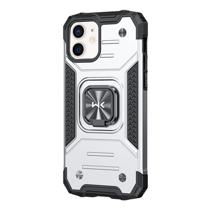 For iPhone 12 WK WTP-012 Shockproof PC + TPU + Metal Phone Case with Ring Holder(Silver) - iPhone 12 / 12 Pro Cases by WK | Online Shopping UK | buy2fix