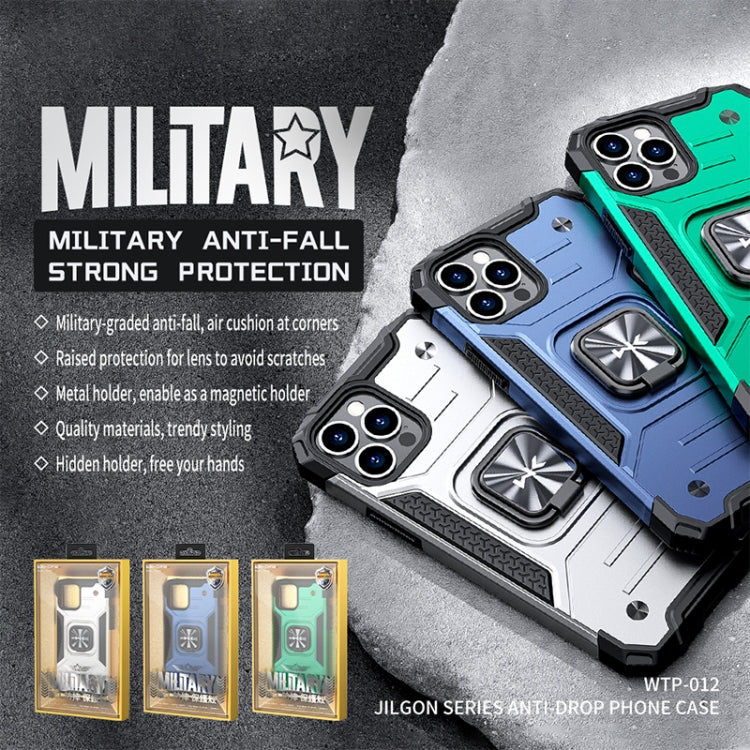 For iPhone 13 WK WTP-012 Military Series Shockproof PC + TPU + Metal Phone Case with Ring Holder(Blue) - iPhone 13 Cases by WK | Online Shopping UK | buy2fix