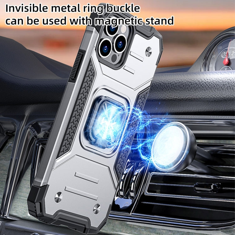 For iPhone 13 Pro Max WK WTP-012 Shockproof PC + TPU + Metal Phone Case with Ring Holder (Silver) - iPhone 13 Pro Max Cases by WK | Online Shopping UK | buy2fix